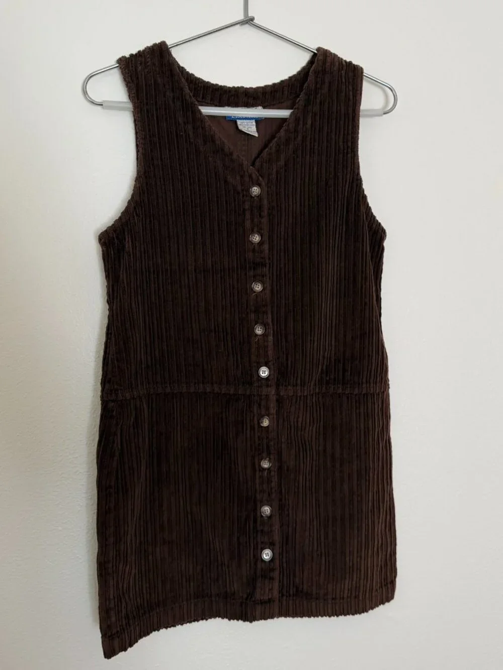 Graphite Essentials Girls Size 7 Brown Corduroy Button Front Dress